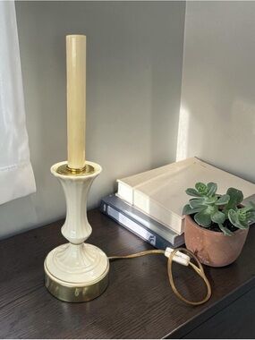 Lenox fine bone china candlestick Hollywood regency style lamp